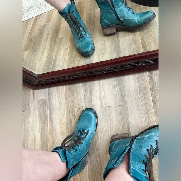 Dromedaries Boots, zipper and laces. Kiara, Teal size 9.5 - Picture 7 of 13